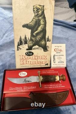 Vintage 1970's Case XX Kodiak Hunter Knife with Leather Sheath & Original Box NICE