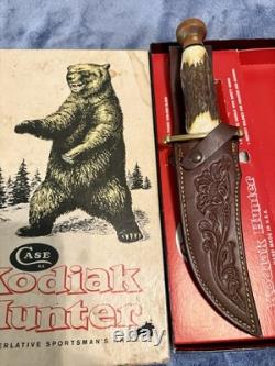 Vintage 1970's Case XX Kodiak Hunter Knife with Leather Sheath & Original Box NICE