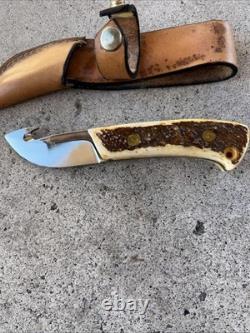 Vintage 1970's Stag Handle Hunting Knife With Gut Hook Vintage 1970's Stag Handle Hunting Knife With Gut Hook