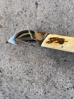 Vintage 1970's Stag Handle Hunting Knife With Gut Hook