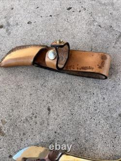 Vintage 1970's Stag Handle Hunting Knife With Gut Hook