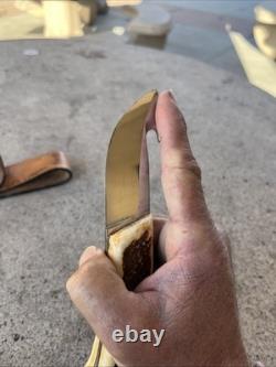 Vintage 1970's Stag Handle Hunting Knife With Gut Hook