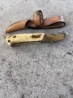 Vintage 1970's Stag Handle Hunting Knife With Gut Hook Vintage 1970's Stag Handle Hunting Knife With Gut Hook
