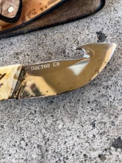 Vintage 1970's Stag Handle Hunting Knife With Gut Hook
