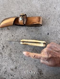 Vintage 1970's Stag Handle Hunting Knife With Gut Hook
