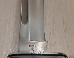 Vintage 1972-1986 Buck 120 General Hunting Knife BLACK LEATHER SHEATH BOX PAPERS