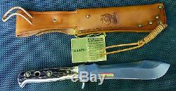 Vintage 1974 PUMA 6377 White Hunter Hunting Knife + Orig Sheath Mint Cond