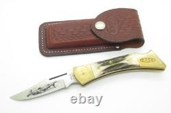 Vintage 1980 Case XX 5159 Stag Hammerhead Folding Hunter Knife & Sheath
