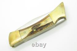 Vintage 1980 Case XX 5159 Stag Hammerhead Folding Hunter Knife & Sheath