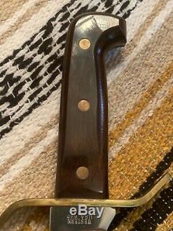 Vintage 1980 Western USA W49 D Bowie Hunting Survival V44 knife WithSheath/box