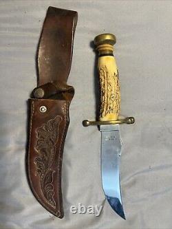 Vintage 1981 Case Nine Dot XX Kodiak Stag Handle Sheath Knife Made In USA