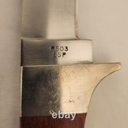 Vintage 1985 Case XX Arapaho R503 SSP Fixed Blade Hunting Knife Wood 5-Dots
