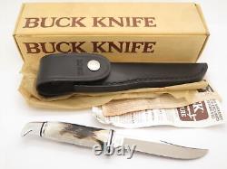 Vintage 1988 Buck 102 Woodsman Stag Fixed Blade Hunting Knife (2)