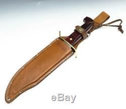 Vintage 1989 Western Coleman USA W49 Large Bowie Hunting Knife & Leather Sheath