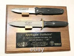 Vintage 1997 LE Boker Gerber APPLEGATE-FAIRBAIRN 2 Knives & Plaque Dagger Knife