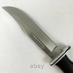 Vintage 1999 Buck Knife 119 Fixed Satin Blade Black Phenolic Handle Hunting USA