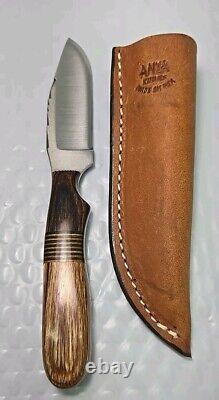 Vintage 2013 ANZA 7.25 FIXED BLADE KNIFE 3.25 Drop Point With Leather Sheath