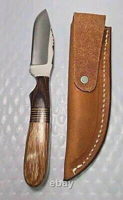 Vintage 2013 ANZA 7.25 FIXED BLADE KNIFE 3.25 Drop Point With Leather Sheath