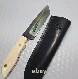 Vintage 2014 ANZA 8.25 FIXED BLADE KNIFE 4.5 TANTO BLADE With Leather Sheath