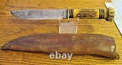 Vintage 30's-40's Marbles Ideal hunting knife stag handle Gladstone