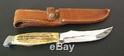 Vintage 9 Case XX Hunting Knife With Leather Sheath Stag Handle Nice One