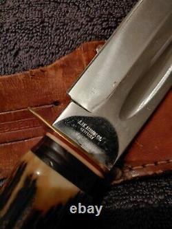 Vintage A&K Trading Co. Solingen, Germany 17 Fixed Blade Stag Bowie Knife