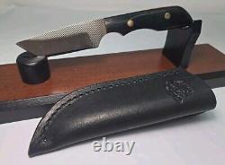 Vintage ANZA 6 FIXED BLADE KNIFE 2.875 Tanto Point BLADE With Leather Sheath