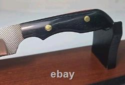 Vintage ANZA 6 FIXED BLADE KNIFE 2.875 Tanto Point BLADE With Leather Sheath