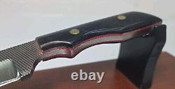 Vintage ANZA 6 FIXED BLADE KNIFE 2.875 Tanto Point BLADE With Leather Sheath