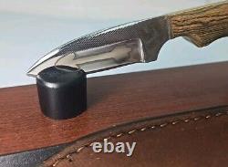 Vintage ANZA 7.25 FIXED BLADE KNIFE 3 Drop Point BLADE With Leather Sheath