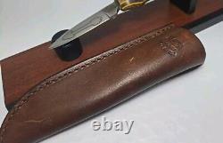 Vintage ANZA 7.25 FIXED BLADE KNIFE 3 Drop Point BLADE With Leather Sheath