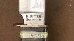 Vintage / Antique Hunting Knife K. Ritter Solingen Germany Stag Handle Rare