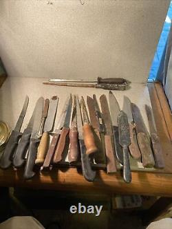 Vintage Antique Lot Of 16 Knives Of All Kinds