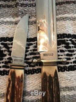 Vintage Anton Wingen Jr Othello Solingen German Stag Hunting Double Knife Set