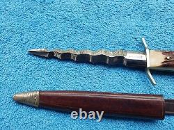 Vintage Anton Wingen Jr Solingen Germany Hunting Knife Stag Handle