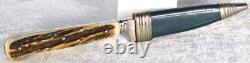 Vintage Anton Wingen Jr Stag Antler Handle Germany 7 Hunting Knife with Sheath