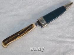 Vintage Anton Wingen Jr Stag Antler Handle Germany 7 Hunting Knife with Sheath