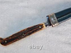 Vintage Anton Wingen Jr Stag Antler Handle Germany 7 Hunting Knife with Sheath