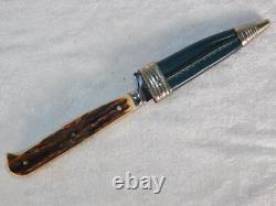 Vintage Anton Wingen Jr Stag Antler Handle Germany 7 Hunting Knife with Sheath