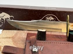 Vintage Bear MGC Cutlery Made USA 12 Bowie Knife withSheath Bone Handles-1977.26