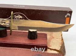 Vintage Bear MGC Cutlery Made USA 12 Bowie Knife withSheath Bone Handles-1977.26