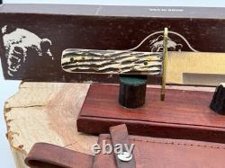 Vintage Bear MGC Cutlery Made USA 12 Bowie Knife withSheath Bone Handles-1977.26