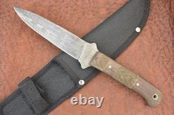 Vintage Bill Bullard Custom Damascus Fixed Blade Hunting Knife Nice (26826)