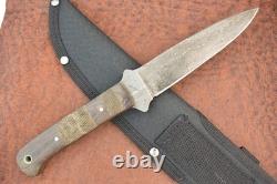 Vintage Bill Bullard Custom Damascus Fixed Blade Hunting Knife Nice (26826)