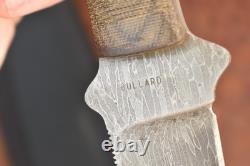 Vintage Bill Bullard Custom Damascus Fixed Blade Hunting Knife Nice (26826)