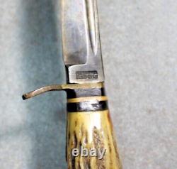 Vintage Bone Handle Hunting Knife Solingen Germany With Sheath
