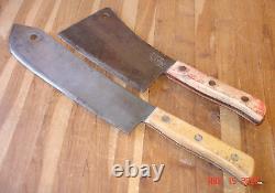 Vintage Briddell 12 Butcher Knife & 8 Meat Cleaver Solid Steel Made In U. S. A