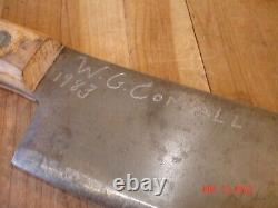 Vintage Briddell 12 Butcher Knife & 8 Meat Cleaver Solid Steel Made In U. S. A