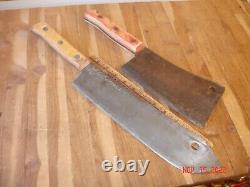 Vintage Briddell 12 Butcher Knife & 8 Meat Cleaver Solid Steel Made In U. S. A