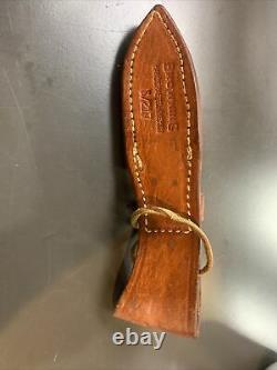 Vintage Browning S/217 Fixed Blade Knife With Leather Sheath USA Hunting